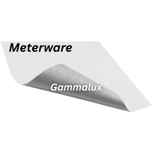 Beidseitig nutzbares Hochkontrast-Leinwandtuch Gammalux 2.0 als Meterware, graue Vorderseite für besseren Schwarzwert und Kontrast, weiße Rückseite matt weiß, Gain 0,61 / 0,97, Rollenbreite 1,90 m