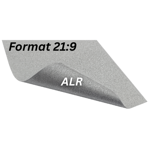 ALR Hochkontrast Leinwandtuch im Format 21:9, graues Tageslichtleinwand-Material , Vorder- und Rückseite sichtbar