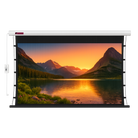 Elektrische CLR Motorleinwand in Weiß für Ultrakurzdistanzprojektoren, zur Decken- oder Wandmontage, mit Fernbedienung und USB-Trigger; das spezielle CLR PET Crystal Tuch reflektiert nur das Projektorlicht und unterdrückt Raumlicht