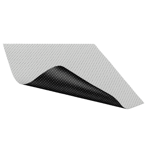 Akustisch transparentes Leinwandtuch mit weißer, matter Vorderseite und schwarzer Rückseite, perforiert für Lautsprecher hinter der Leinwand, Rollenbreite 2,24 m